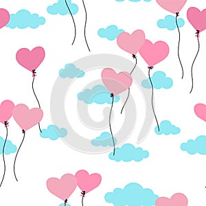 Cute hand drawn hearts seamless pattern, fun comic heart background, great for kids, valentines day, fabrics, wallpapers, banners