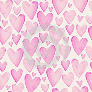 Cute hand drawn hearts seamless pattern, lovely romantic background, great for Valentine\'s Day