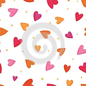 Cute hand drawn hearts seamless pattern, lovely romantic background, great for Valentine\'s Day, Mother\'s Day,