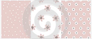 Cute Hand Drawn Irregular Floral Vector Patterns with Tiny Flowers.