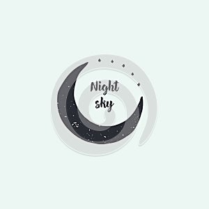 Cute hand drawn moon logo vector