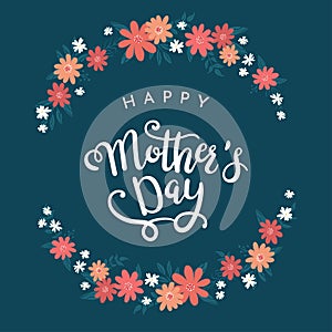 Cute hand drawn Mother`s Day design with lovely flowers, great for cards, wallpapers, banners - vector design
