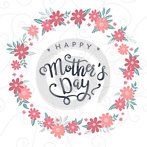 Cute hand drawn Mother`s Day design with lovely flowers, great for cards, wallpapers, banners - vector design