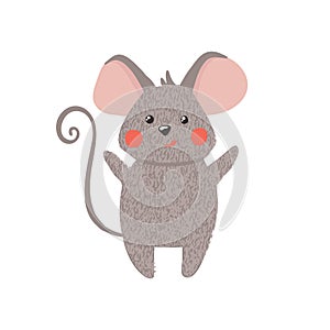 Cute hand drawn mouse isolated on white