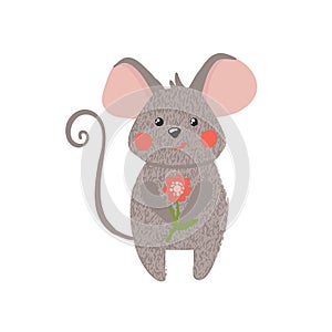 Cute hand drawn mouse isolated on white