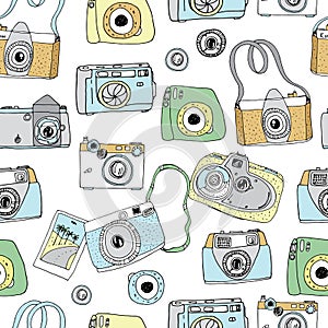 Cute hand drawn old and new cameras. Best summer memories.