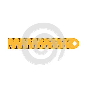 Cute hand drawn plastic ruler in cartoon style. Tool for drawing and measurement. School supply and stationery for kids