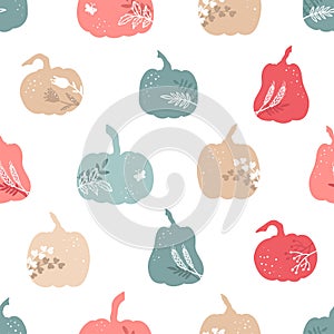 Cute hand drawn pumpkin seamless pattern, great for Thanks Giving and Autumn background, textiles, wallpapers, banners - vector