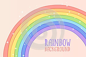 Cute hand drawn rainbow in pastel colors background