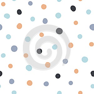 Cute hand drawn seamless pattern with Colorful Polka Dots