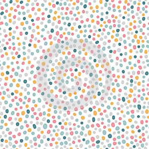 Cute hand drawn seamless pattern with Colorful Polka Dots