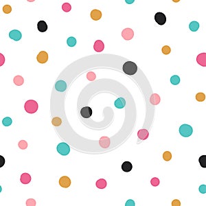 Cute hand drawn seamless pattern with Colorful Polka Dots
