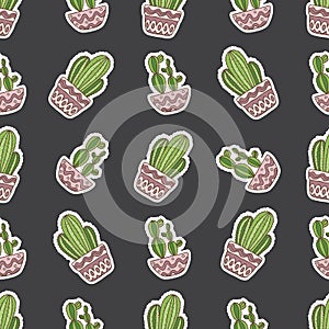 Cute hand drawn vector cactuse pattern