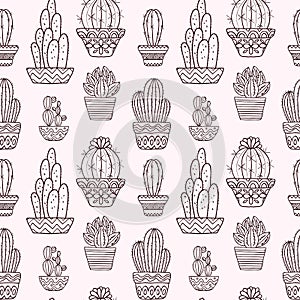 Cute hand drawn vector cactuse pattern