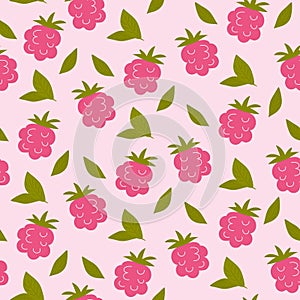 Cute hand drawn vector raspberry seamless pattern