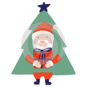 santa in christmas tree isolate vector design