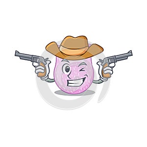 Cute handsome cowboy of viridans streptococci cartoon character with guns