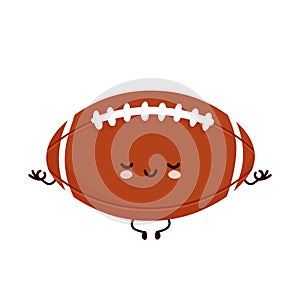 Cute happy american football rugby ball. Vector flat cartoon character illustration icon design.Isolated on white background.