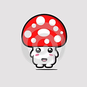 Cute Happy Baby Mushroom Vector Illustration