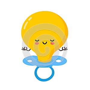 Cute happy baby nipple character meditate