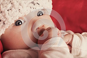 Cute happy baby portrait with big eyes