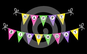 Cute Happy Birthday bunting flags banner with letters