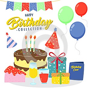 cute happy birthday icon vector design collection