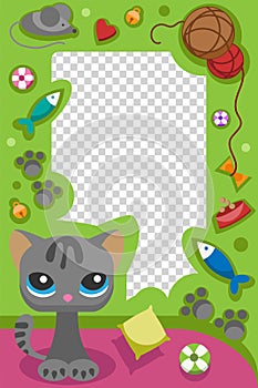 Cute happy birthday pets photo frame birthday design baby celebration vector illustration.