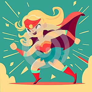 cute happy blonde super hero woman