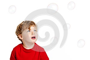 Cute Boy playing Bubbles