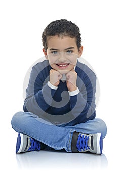 Cute Happy Boy Sitting