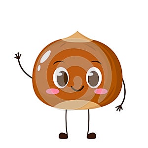 Cute happy brown hazelnut character