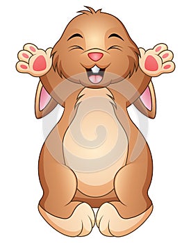 Cute happy brown rabbit cartoon