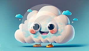 Cute Happy Cartoon Cloud Character, generative Ai