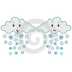 Cute Happy Cloud with Snowflakes