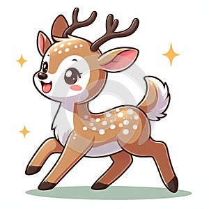 Cute happy deer cartoon isolated on white background, suitable for making stickers and illustrations 4
