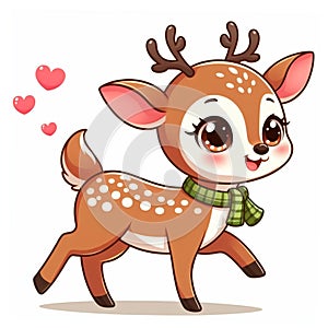 Cute happy deer cartoon isolated on white background, suitable for making stickers and illustrations 5