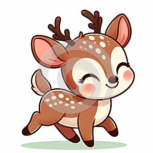 Cute happy deer cartoon isolated on white background, suitable for making stickers and illustrations 8