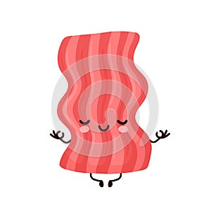 Cute happy funny bacon meditate