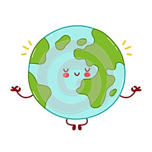 Cute happy funny Earth planet character