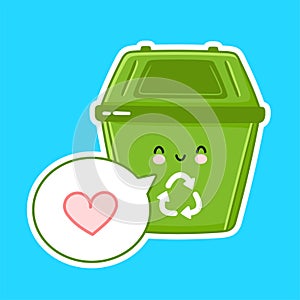 Cute happy funny thrash bin character