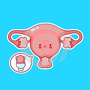 Cute happy funny woman uterus organ