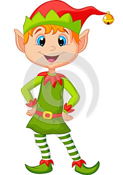 Cute and happy looking christmas elf cartoon