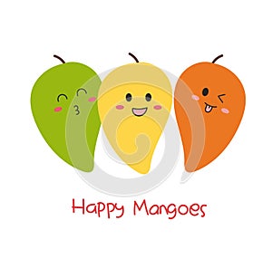 Cute happy mangoes