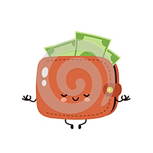 Cute happy money banknote wallet meditate