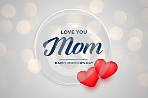 Cute happy mother`s day background with hearts