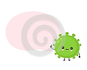 Cute happy probiotic bacteria with speech bubble