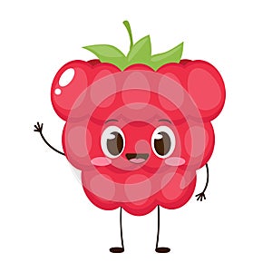 Cute happy red raspberry character