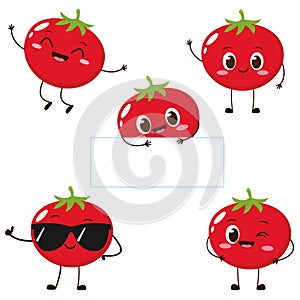 Cute happy red tomato character