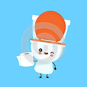 Cute happy smiling bowl hold toilet paper